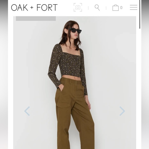 OAK + FORT Tops - NWT Oak + Fort Floral Square Neck Blouse